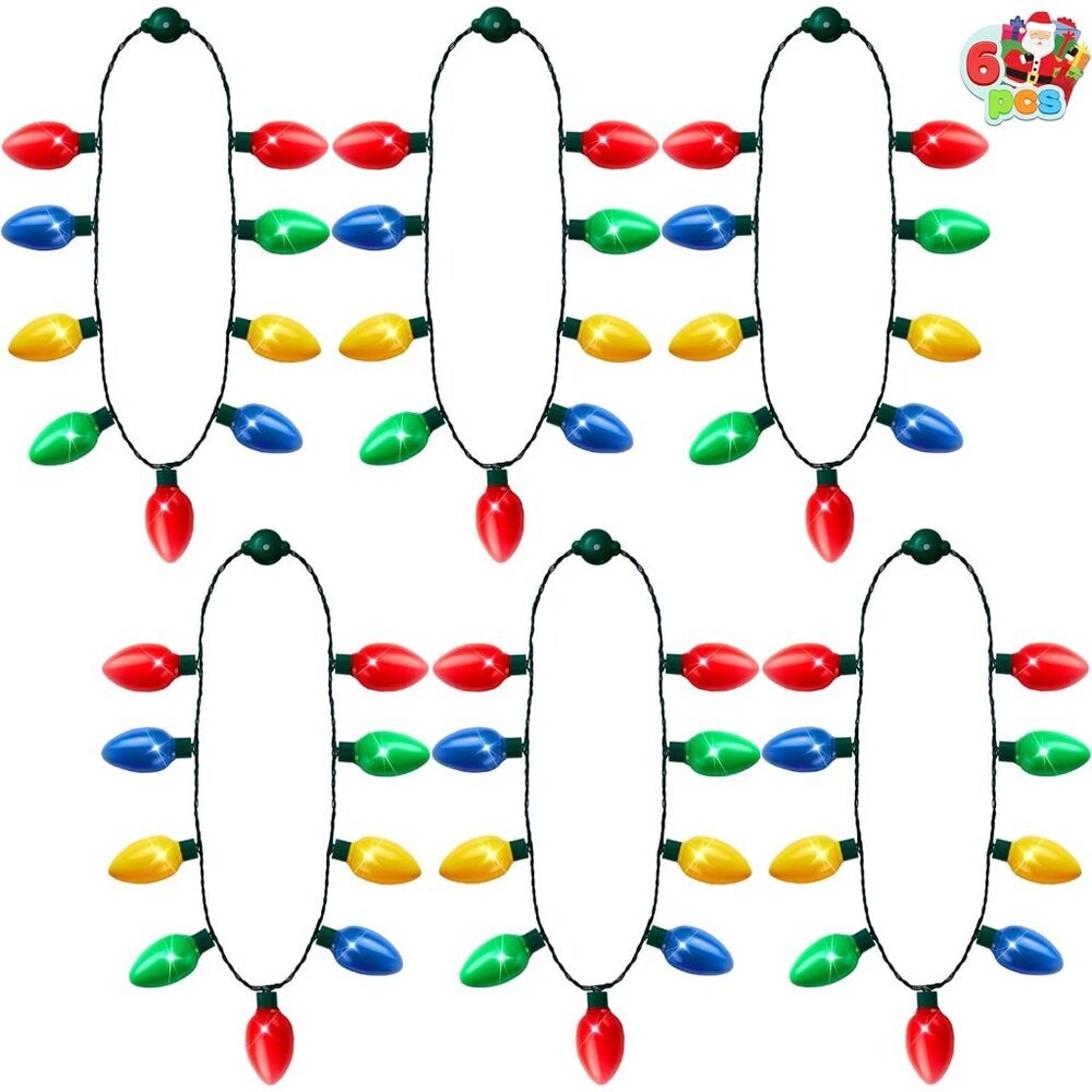 6 Packs Christmas LED Light Up Bulb Necklaces 9 Bulbs LED Necklace Holiday Xmas
